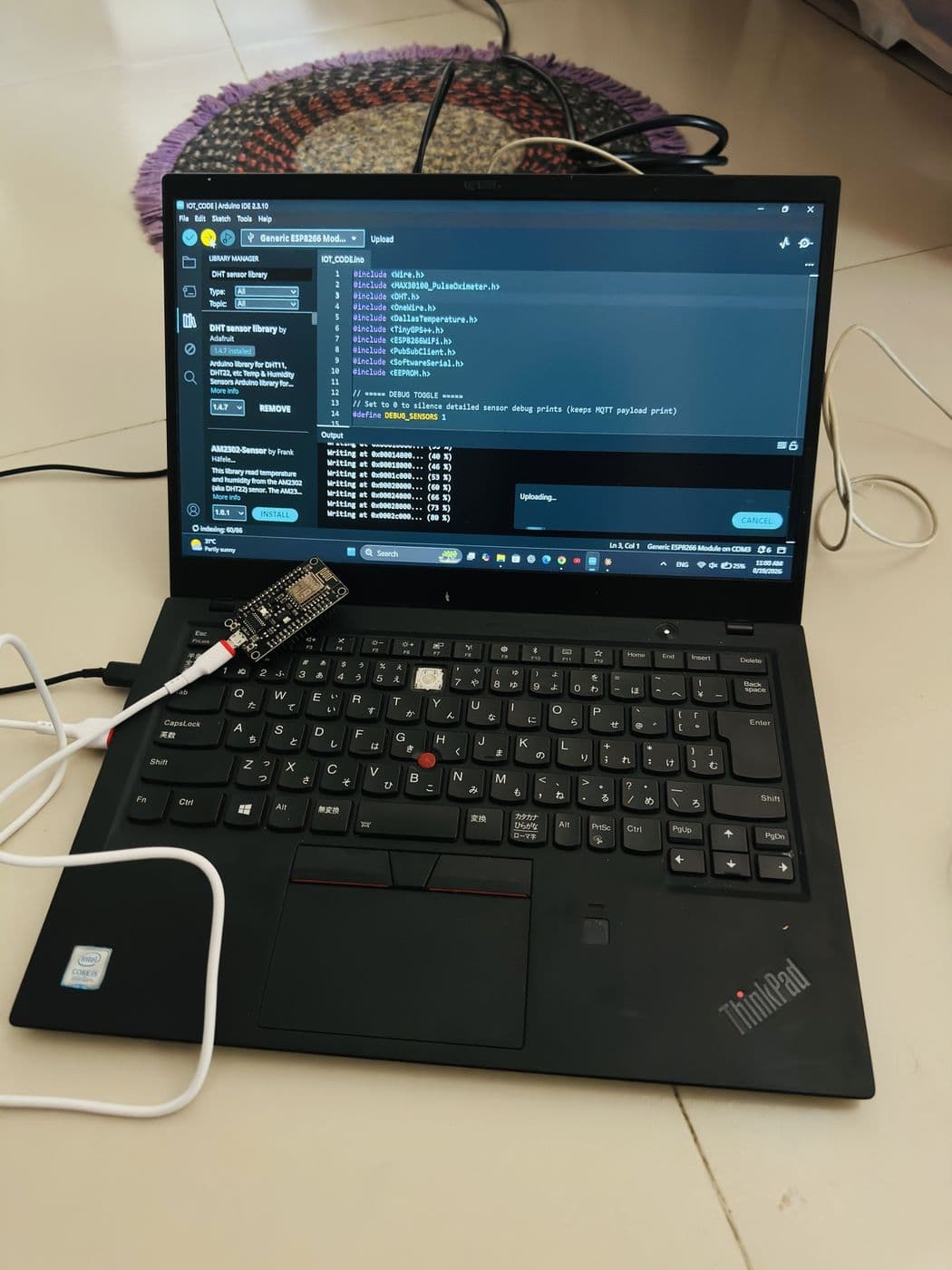 Uploading ESP8266 health-monitoring code