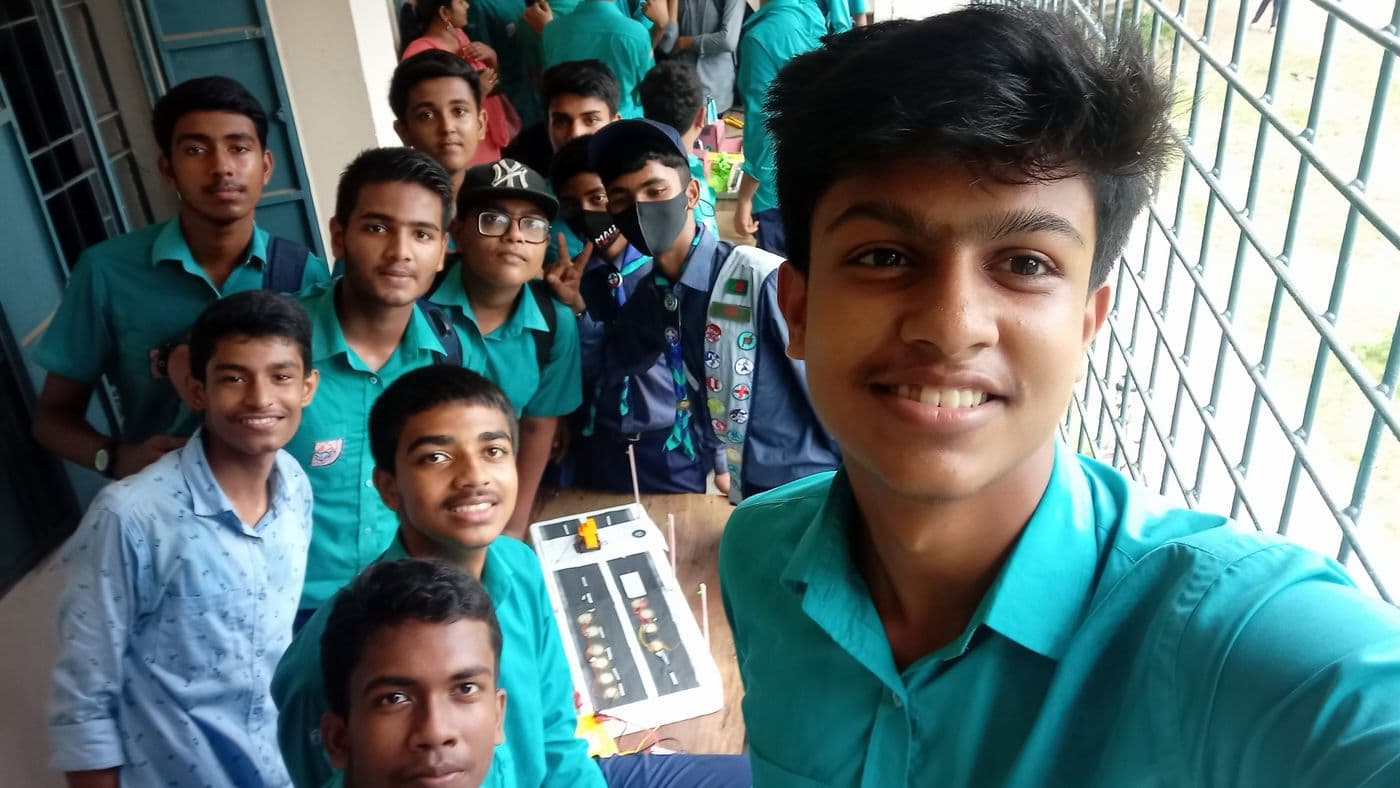 With classmates and our piezo road model