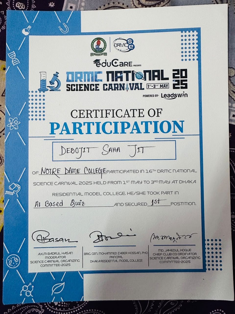 16th DRMC National Science Carnival 2025 — AI Based Quiz — photo 1