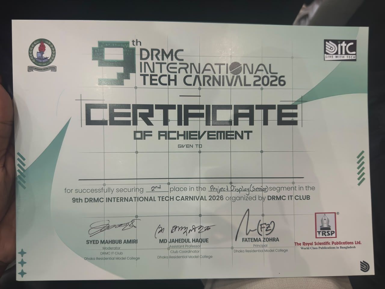 9th DRMC International Tech Carnival 2026 — Project Display (Senior) — photo 1