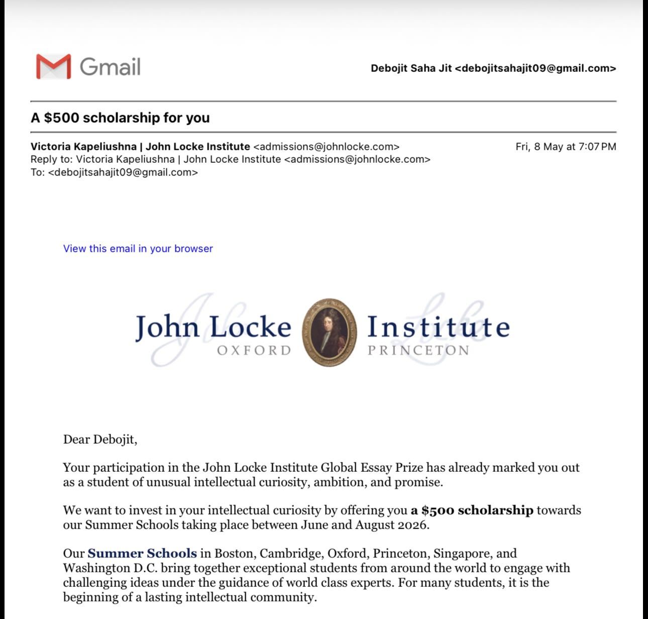John Locke Institute Summer School Scholarship — photo 1